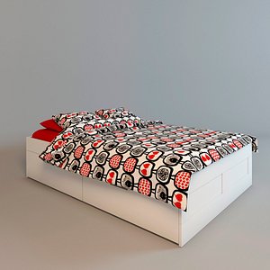 3d ikea brimnes bed drawers