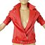 Jacket Bright Red Leather Open Women Fashion
