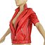 Jacket Bright Red Leather Open Women Fashion