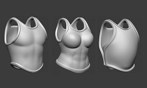 20 Low-poly medieval fantasy body armor base mesh shapes IMM zbrush set and fbx obj files