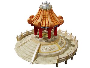3D Game-Ready Stylized Pagoda Gazebo - Hand-Painted Historic Pavilion