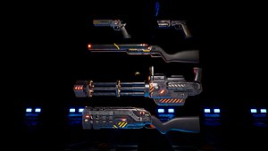 3D 5 FPS Sci Fi Weapon Pack with Animations and Multiple Skins For Unreal Engine model