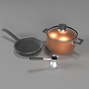 3D kitchenware pan skillet