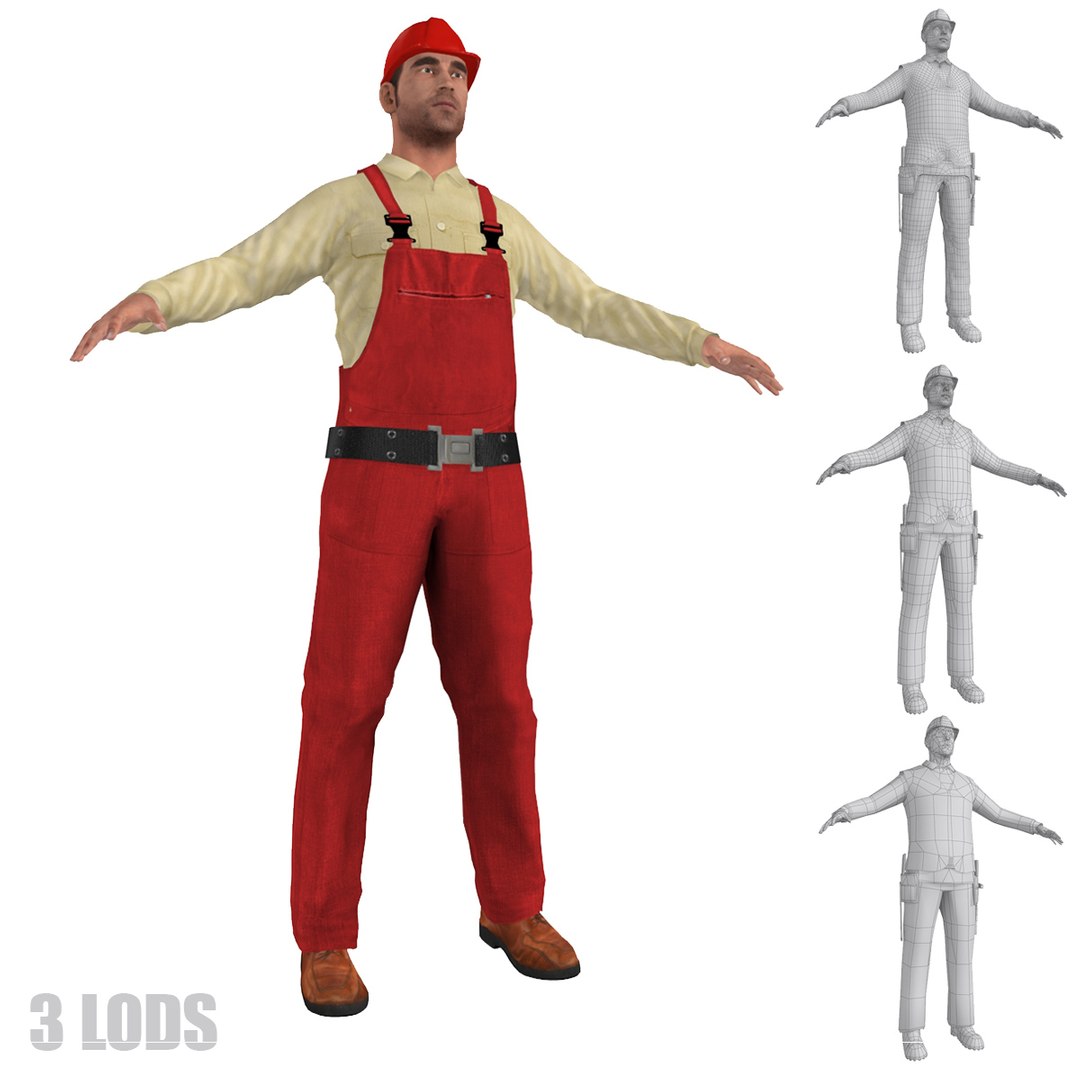 worker lod s man 3d model