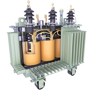 Oil Immersed Transformer Coil Windings Inside 18 3D model