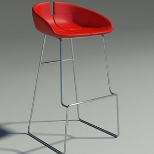 3d model fjord bar stool red