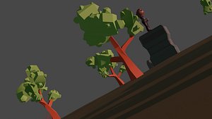 LowPoly Island With Character Rigged 3D model