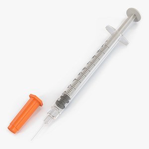 1Ml Insulin Syringe with Needle Cap Orange