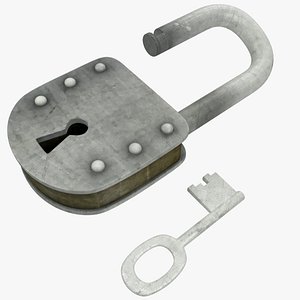 3D old lock key model