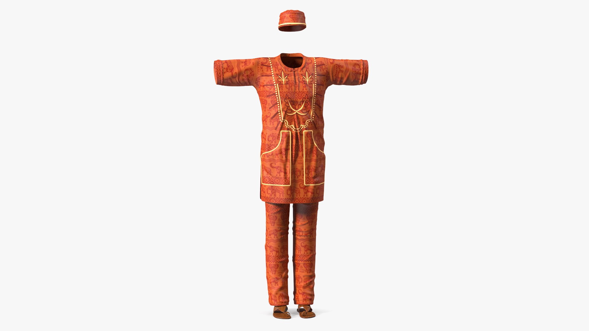 Clothes Set Traditional African Style for Men 3D model preview