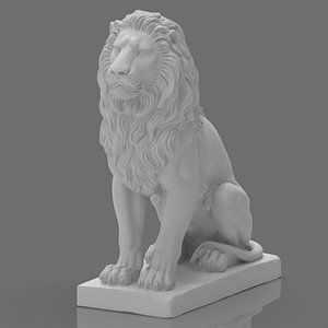 3D Majestic Sitting Lion Guardian Sculpture 3D print model