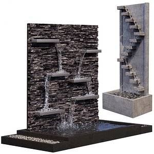 3D Sandstone Wall Fountains model