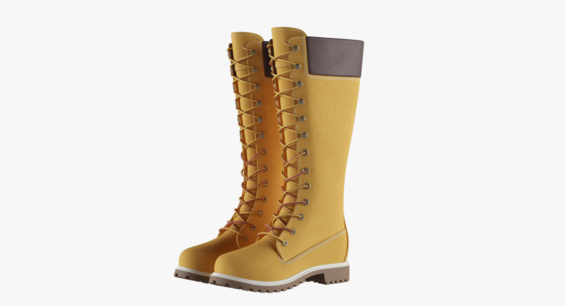 3D leather 14-inch yellow boots model - TurboSquid 1362120