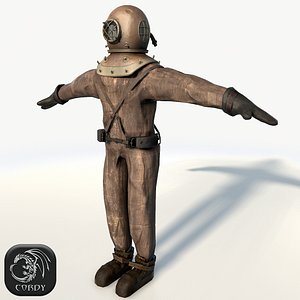 Old diving suit low poly