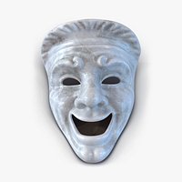 Theatre Comedy Mask White Marble