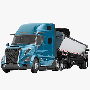 3D Semi Truck Generic Live Bottom Trailer 01