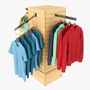 Store Clothing Rotating Slatwall Cube Merchandiser 3D
