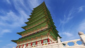 Hwangryongsa 9-story wooden pagoda 3D model