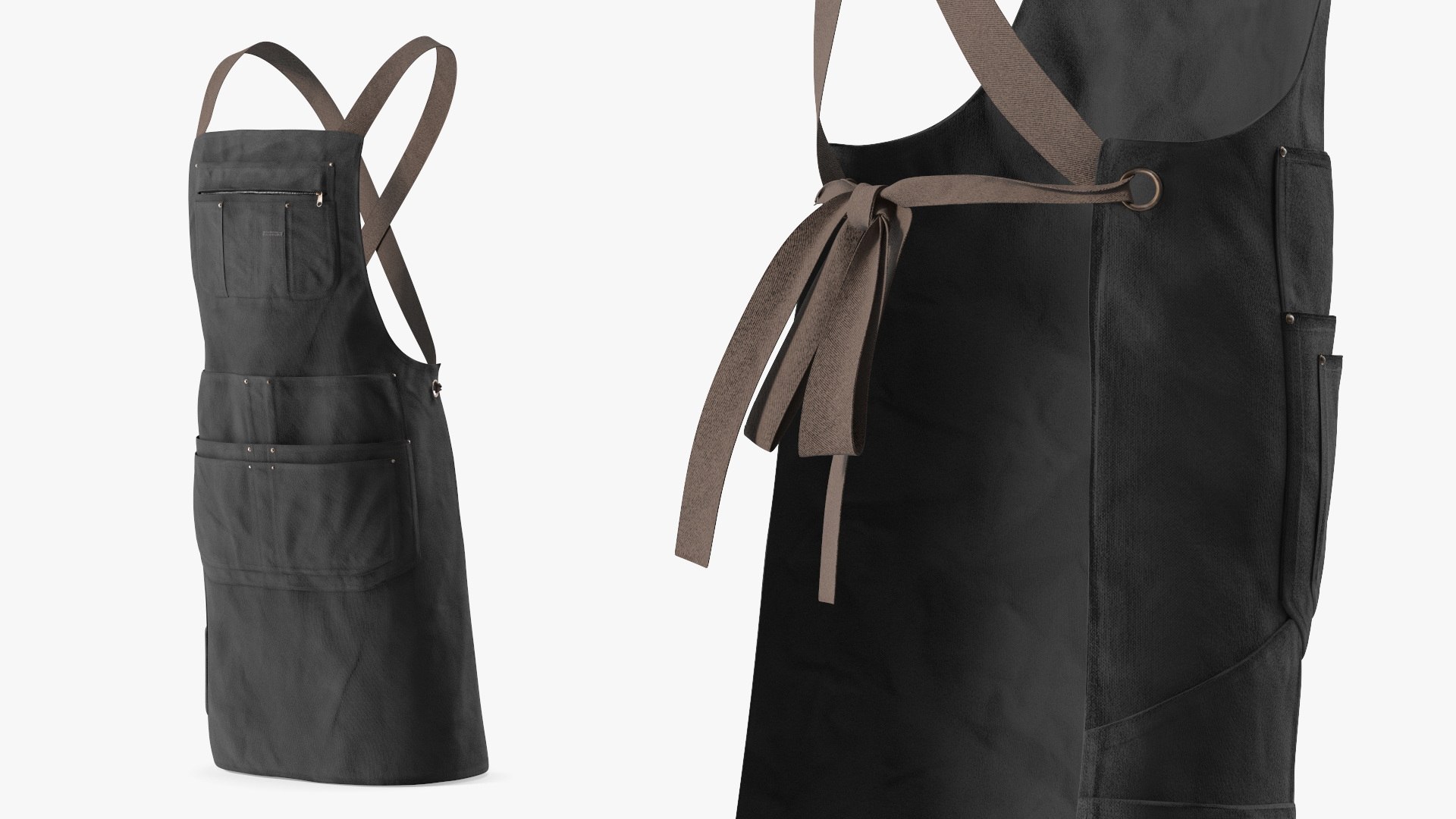 Barista Work Apron Black 3D model preview