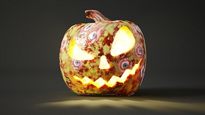 Rigged and animated halloween pumpkin with 4K PBR alien skin