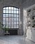 Arc wrinkled glass Old industrial steel tilt window