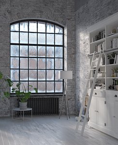 Arc wrinkled glass Old industrial steel tilt window