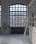 Arc wrinkled glass Old industrial steel tilt window