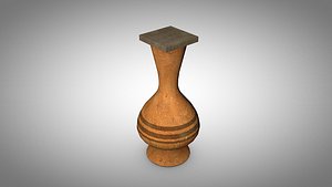 3D model old egyptian pottery bottle