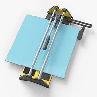 Tile Cutter with Blue Ceramic Tile