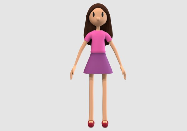 basic cartoon girl 3D model