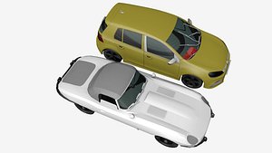 3D Cars Collection Yellow And White model