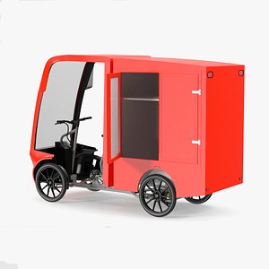 3D model Electric Delivery Bike Red Rigged for Maya