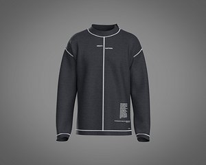 Mens full sleeve t shirt with Overlock stitch detailing 3D model