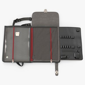 Office Organizer Shoulder Bag Opened Black