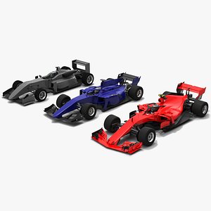 pack 3 formula race cars model