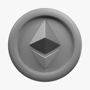 3D Ethereum or ETH Silver coin with cartoon style