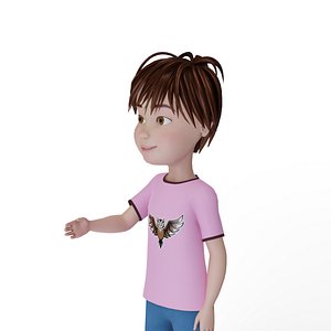 Cartoon Boy Teen Rigged and Animated in Blender with Unity 3D model