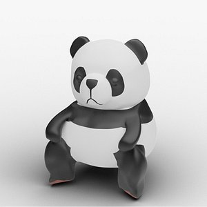cartoon panda bear polys 3D model