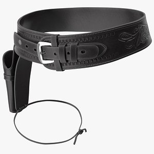 Western Gun Belt with Holster Leather Black