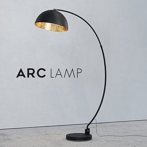 3D arc black floor lamp model