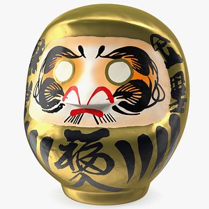 Japanese Daruma Doll Gold 3D model