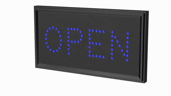 3D модель Traditional Rectangle Blue LED Neon Sign Open ON - TurboSquid ...