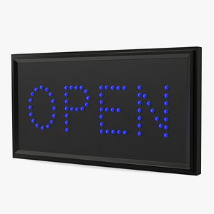 Traditional Rectangle Blue LED Neon Sign Open ON model