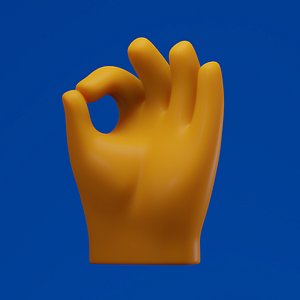 3D ok hand symbol