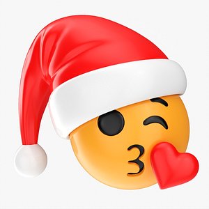 Emoji 097 Kissing heart with Santa hat 3D model
