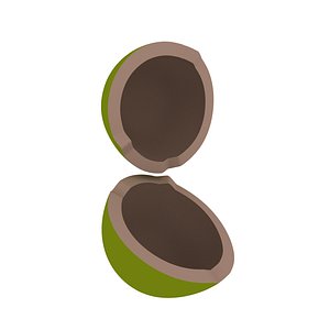 cartoon broken coconut 3D model