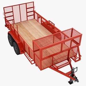 3D model Landscape Pickup Truck Trailer 05