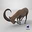 Alpine Ibex with Large Horns 3D