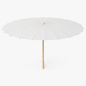 3D Chinese Parasol Open White