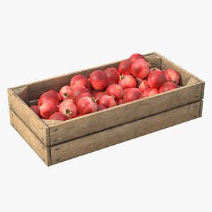 3D Pomegranate Wooden Crate